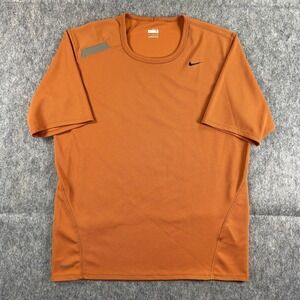 Nike‎ Fit Dry Running Shirt Reflective Men's Small Orange Short Sleeve Train Gym
